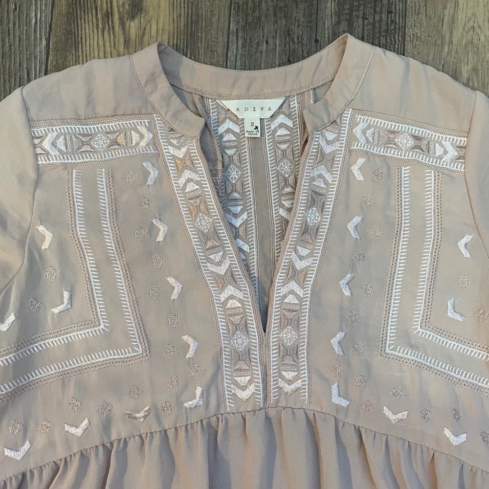 Adiva Women Blush Pink Embroidered‎ Babydoll Blouse B2B7610A264AN Small